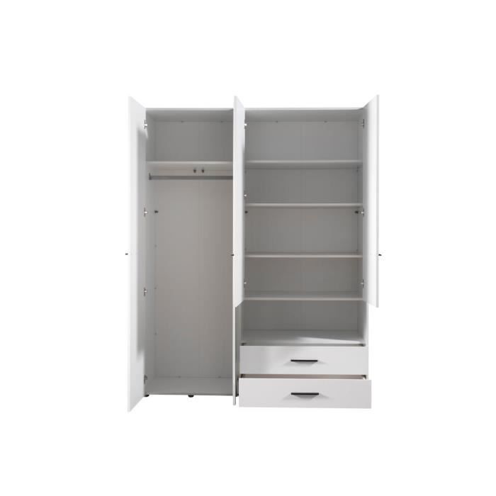 Armoire VENTEUNIQUE THELMA 3 portes 2 tiroirs Avec Miroir