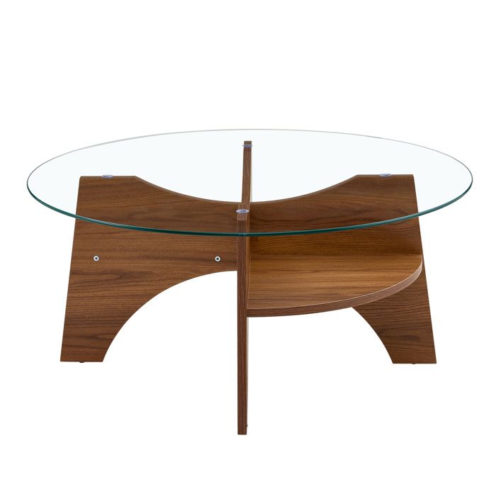 Table Basse Ronde Dw Table Basse Ronde en Verre de Sécurité, Structure Ouverte - BEAUNIV ...