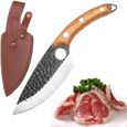 Couteau de Cuisine Fait à la Main,couteau de Boucher Japonais,Couteau à Viande, Couteau à Désosser avec Manteau, Utilisé pour H160-0