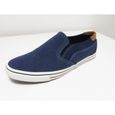 Chaussures d'été Homme - Bateau Mocassin en Tissus - Bleu Jean - Semelle Caoutchouc - Confortable et Léger-0