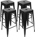Tabourets hauts de bar - VIVOLILV - Lot de 4 chaise de bar Empilable - Métal noir - Industriel - 42x42x76cm