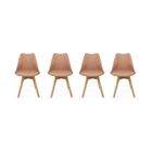 ALICE'S HOME Lot de 4 chaises scandinaves. pieds bois de hêtre. fauteuils 1 place. vieux rose