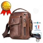 CONFOZEN Sac à bandoulière - CONFO® - Cuir véritable - Marron - 18x6x22cm - Pour homme