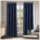 Deconovo Lot de 2 Rideaux Occultants Thermique Rideaux Motif Point Argenté à oeillet 140x240cm Blue Marine