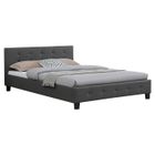 IDIMEX Lit double pour adulte MATHIEU avec sommier 140x190 cm 2 places / 2 personnes, tête et pied de lit capitonnés en synthétique gris