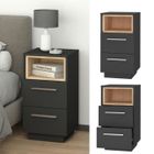 Vicco Table de chevet Table de nuit Commode de chevet Beatrice anthracite sonoma 2 Tiroirs Commode (lot)