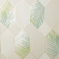 Miami Geometric Leaf Papier Peint Naturel - Vert Fine Decor FD42834