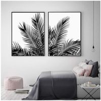 Affiche de Palmier et Impressions Plante Wall Art Noir et Blanc Toile Peinture pour Elle pour Chambre Photos 50x70cm x2 sans Cadre