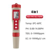 Mesure-controle,PH-mètre numérique 4 en 1, PH-TDS-EC-température, moniteur de qualité de l'eau, testeur pour- PH TDS EC Temp