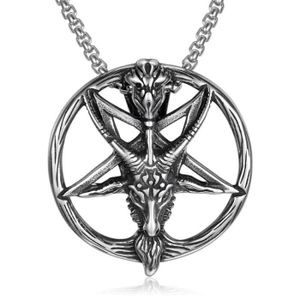 Crucifié Squelette inversé Pentagram Star Wicca Étain Pendentif Collier Tour de cou 