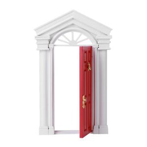 MAISON POUPÉE HURRISE Mini modèle de porte 1:12 Mini Petite Porte en Bois de Bouleau Féerique Miniature de Maison Poupée avec Accessoires(Rouge