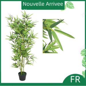 FLEUR ARTIFICIELLE RUM℃-Fleur Artificielle Plante artificielle avec pot Ba Plante artificielle avec pot Bambou 120 cm Vert