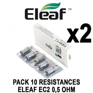 ATOMISEUR E-CIGARETTE PACK 10 Résistances ELEAF EC2 0,5 Ohm pour clearom
