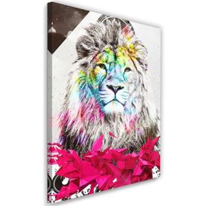 TABLEAU - TOILE Feeby Tableau déco Mural Lion Image Moderne Abstra