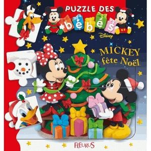 LIVRE 0-3 ANS ÉVEIL Livre - puzzle des bébés ; Mickey fête Noël