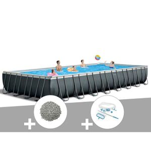 PISCINE Kit piscine tubulaire Intex Ultra XTR Frame rectangulaire 9,75 x 4,88 x 1,32 m + 20 kg de zéolite + Kit d'entretien