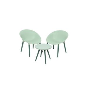 Ensemble table et chaise de jardin Salon de jardin en plastique Marbella vert - Jardideco 50 x 50 x 45 cm Vert