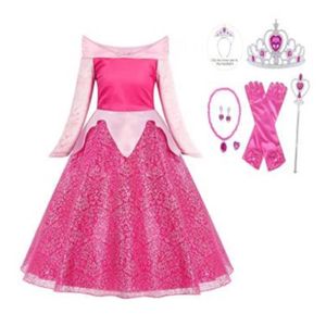 Winric Robe de Princesse Licorne pour Filles, Costume de Licorne pour  Enfants, Kit de Déguisements Licorne avec Ailes, Bâtons de Fée, Bandeau,  Cadeau