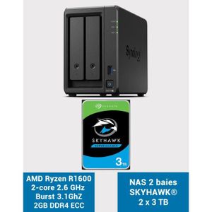 SERVEUR STOCKAGE - NAS  Synology DS723+ Serveur NAS SKYHAWK 6To (2x3To)