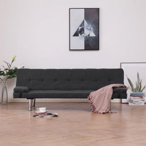 CLIC-CLAC ZJCHAO - Canapé-lit avec deux oreillers Gris foncé Polyester