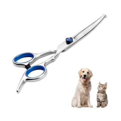 Kit Ciseaux Toilettage Professionnels - Acier Inoxydable - Ciseaux à Effiler & Incurvés Pointes Rondes + Peigne - Pour Chien, Chat
