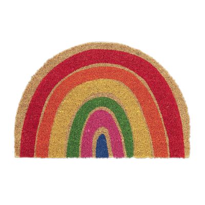 Relaxdays Paillasson en noix de coco Motif cactus 75 x 42 cm Tapis de porte pour intérieur et extérieur antidérapant Résistant aux intempéries Multicolore