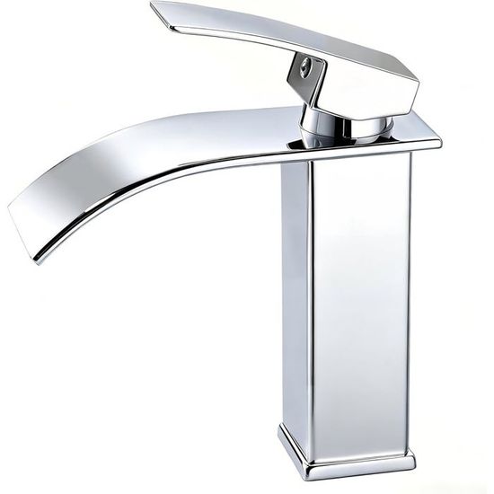Robinet De Salle De Bain Cascade Argenté - Mitigeur Monocommande, Tuyau Acier Inox 60 Cm - Pour Lavabo Robinet De Salle De Bain Cascade Argenté - Mitigeur Monocommande, Tuyau Acier Inox 60 Cm - Pour Lavabo