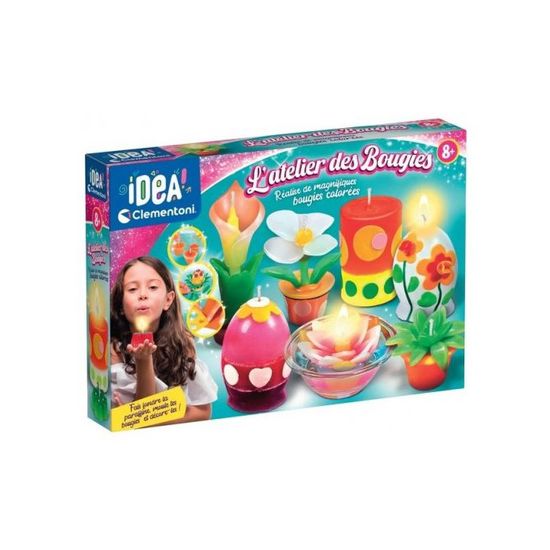 Coffret Atelier des Bougies formes differentes - Kit Studio Fabrique Bougies cire - Activite Creative Fille 8 ans Set Jouet + Carte - Jeux - Jouets