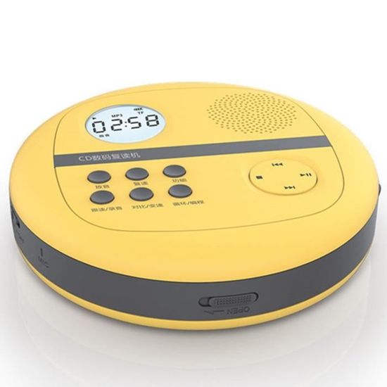 Lecteur CD enfant,Baladeur CD avec haut parleurs machine penchée disque U disque TF lecteur de carte MP3 klaxon audio - Type yellow