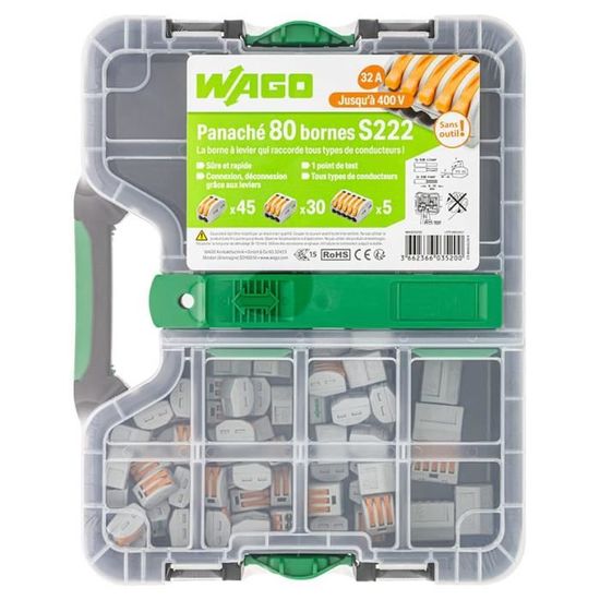 Kit De 60 Connecteurs électriques Rapides UieaMsio | 30 X 3 Entrées, 20 X 2 Entrées, 10 X 5 Entrées, Pour Fils 0.2-4 Mm² - 8