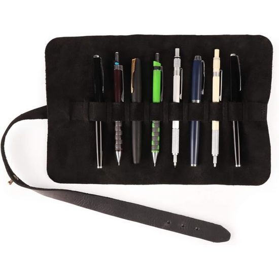 Stylo Tactile Elite Et Crayon - Ensemble Dans étui En Cuir Noir - Pour écrans Tactiles