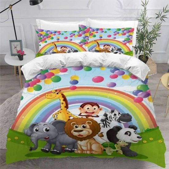 Housse De Couette 140x200 Cm Enfants - 3 Pièces Microfibre Douce, Motif Panda 3D, Taies D'oreiller 65x65 Cm