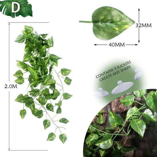 Vigne Artificielle Pour Terrarium Reptile - Plante Décorative En Plastique Avec Ventouse, Habitat Naturel Réaliste