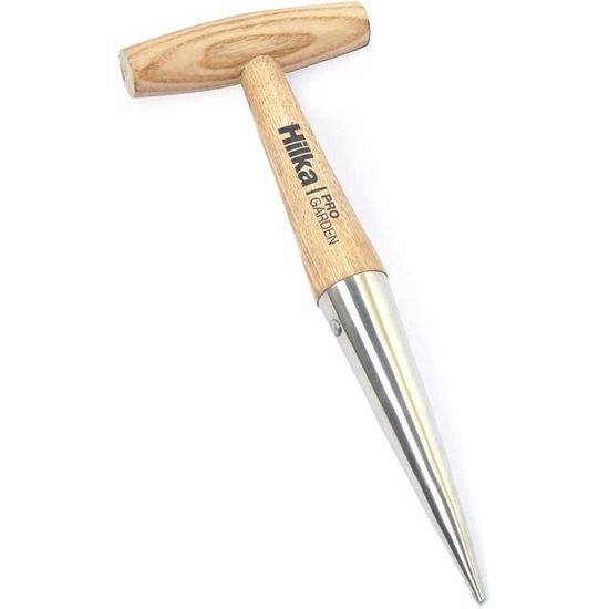 Plantoir Traditionnel Long Manche Spear & Jackson - Tête Acier Inoxydable Poli, Manche Bois Dur, Poignée En T - Outil De Jardinage Précision
