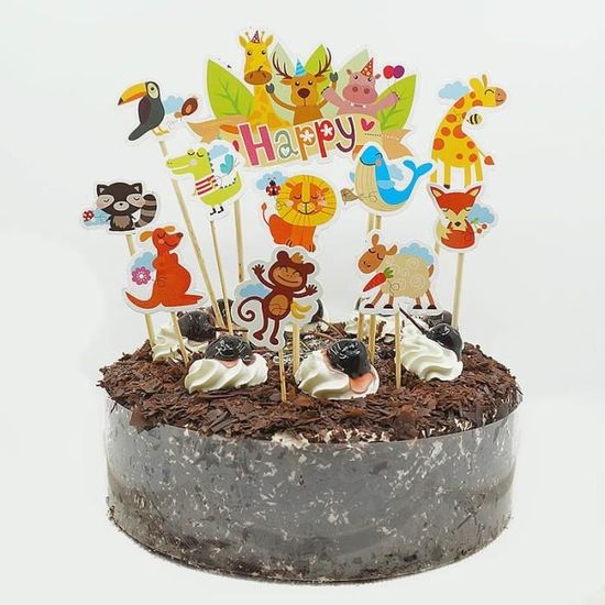 Decoration De Gateau Animaux Jungle Foret Girafe Lion Singe Theme Fournitures Pour Fete Safari Deco 5 In080 Cdiscount Maison