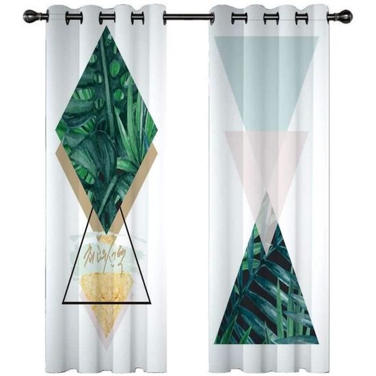 Rideau Occultant à œillets Bleu Géométrique Rideau Chambre Voilage Rideau Occultants À Oeillets