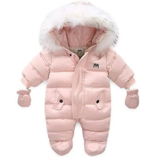 Combinaison Bébé Hiver 2025 - Grenouillère Pilote à Capuche Ours Mignon Pour Nouveau-Né 0-18 Mois