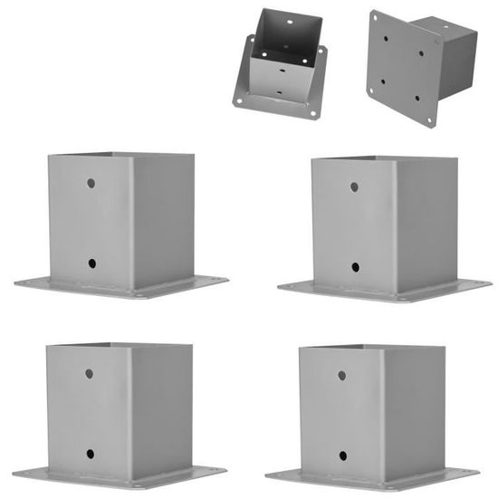 Support De Sol Pour Store Latéral - Douille Métal Gris Avec Couvercle Plastique, Fixation Stable Béton/bois/pierre