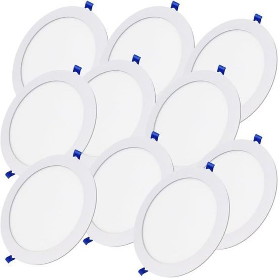 10 Panneaux LED Encastrables ATOMANT 20W - Blanc Froid 6500K, Ø220mm Pour Plafond