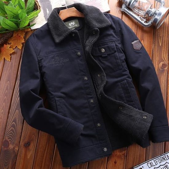 Veste Homme Classique Décontractée - Blouson Bomber épais Coupe-vent, Doublure Coton, Poches Pratiques