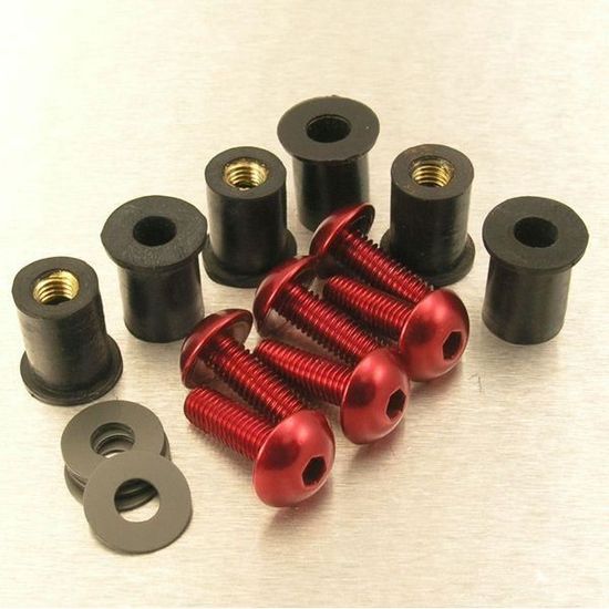 Kit Visserie Bulle 4 Vis Noir Pour écran Moto - Boulons M5, Diamètre 12 Mm, Aluminium Anodisé - Compatible Yamaha, Suzuki, Etc.