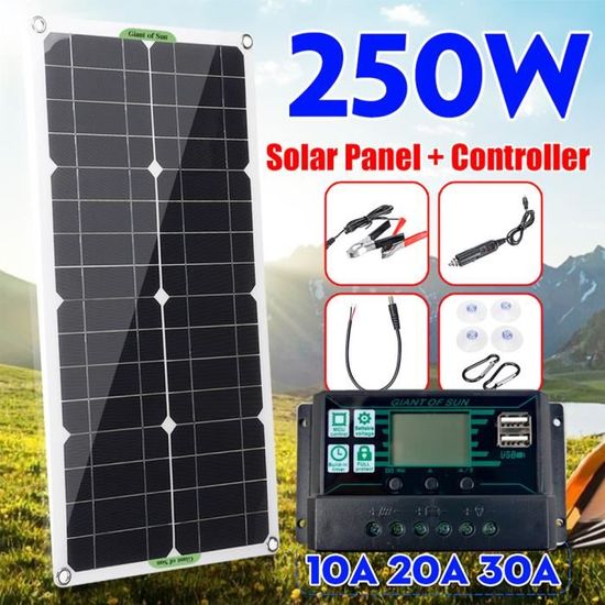 Kit panneau solaire Monocristallin 80W 12V et régulateur 10A à 189,00€