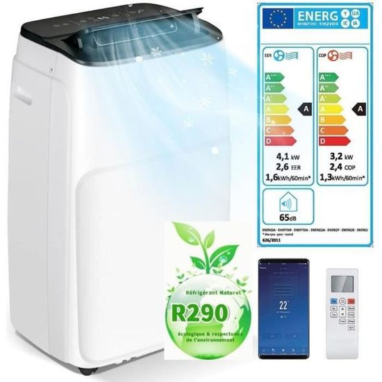 Clim Mobile 5en1 14000BTU - Froid/Chaud/Ventilo/Déshumidificateur WiFi