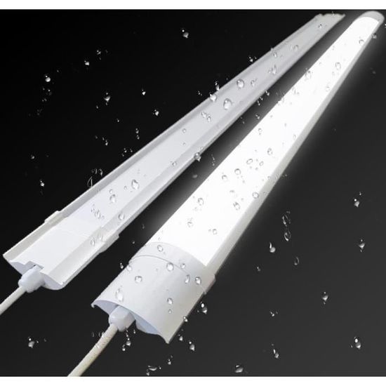 Tube étanche Anti Poussière Tubes Néon LED 2x120cm 36W IP65 - Blanc Neutre 4000K - Éclairage Plafond Anti-Poussière éclairage Garage Atelier