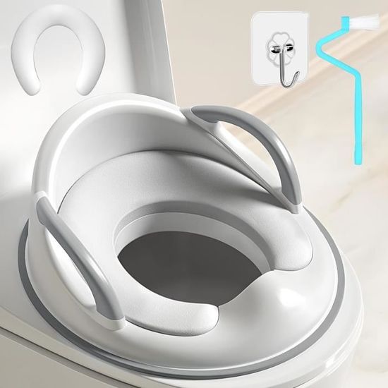 Réducteur WC Avec Marches Pour Enfant – Hauteur Réglable, Pliable, Antidérapant – Idéal Apprentissage Propreté 1,5 à 5 Ans (blanc/gris) - 6