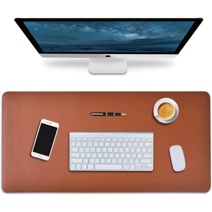 Sous-main De Bureau En Cuir Et Daim – 80 X 50 Cm – Imperméable, Antidérapant – Pour Travail Et Gaming – Noir