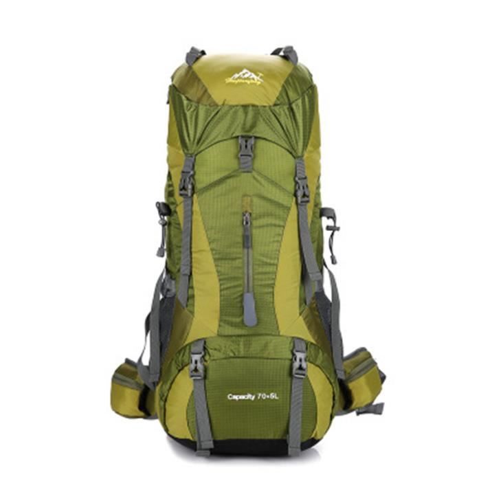 75L Sac à dos Étanche Multi-Function Sac à Dos Randonnée Sport de Plein air Sac à Dos pour escalade (77*31*27CM)--vert