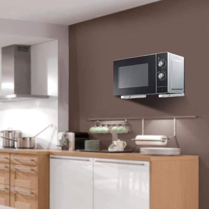 Support micro-ondes mural Argenté support étagère d\'acier inoxydable support de plateau de four de cuisine HB031-,-isCdav-:false
