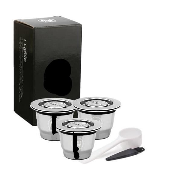 Capsule pour nespresso reutilisable inox 2 en 1 usage - capsule rechargeable un espresso rutilisable-3 gélules
