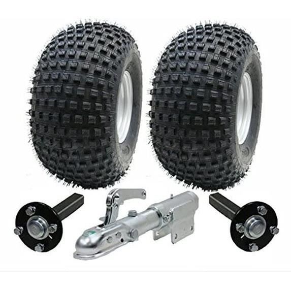 Parnells Atv Remorque Kit Roues + Moyeu - Kit + Pivot Attelage, 310kg, Pneus Are 22x11.00-8 4ply P323 Wanda Bosselé Pneus